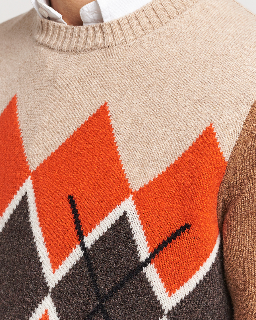 Homme | Pulls Et Tricots | Morris | Ayle Argyle Crew Neck Camel