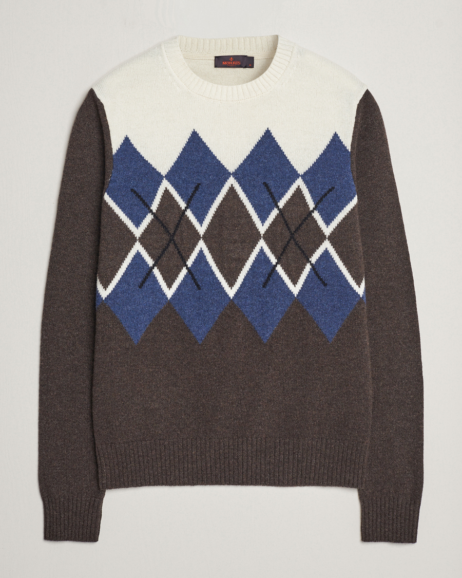 Homme | Pulls Et Tricots | Morris | Ayle Argyle Crew Neck Brown