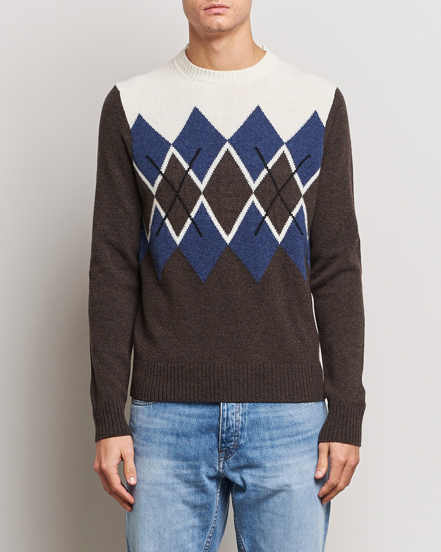 Homme | Pulls Et Tricots | Morris | Ayle Argyle Crew Neck Brown