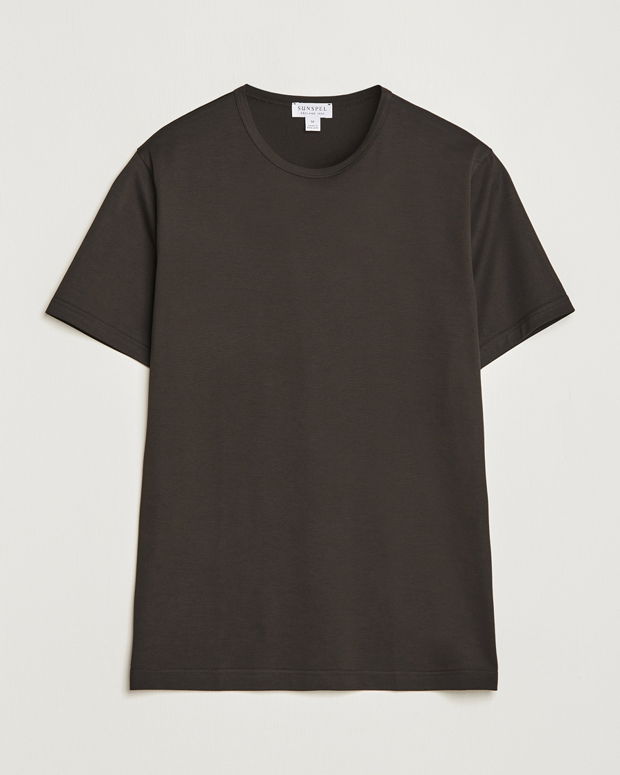 Homme | T-shirts | Sunspel | Crew Neck Cotton Tee Coffee