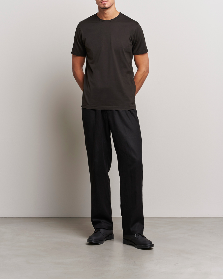 Homme | T-shirts | Sunspel | Crew Neck Cotton Tee Coffee