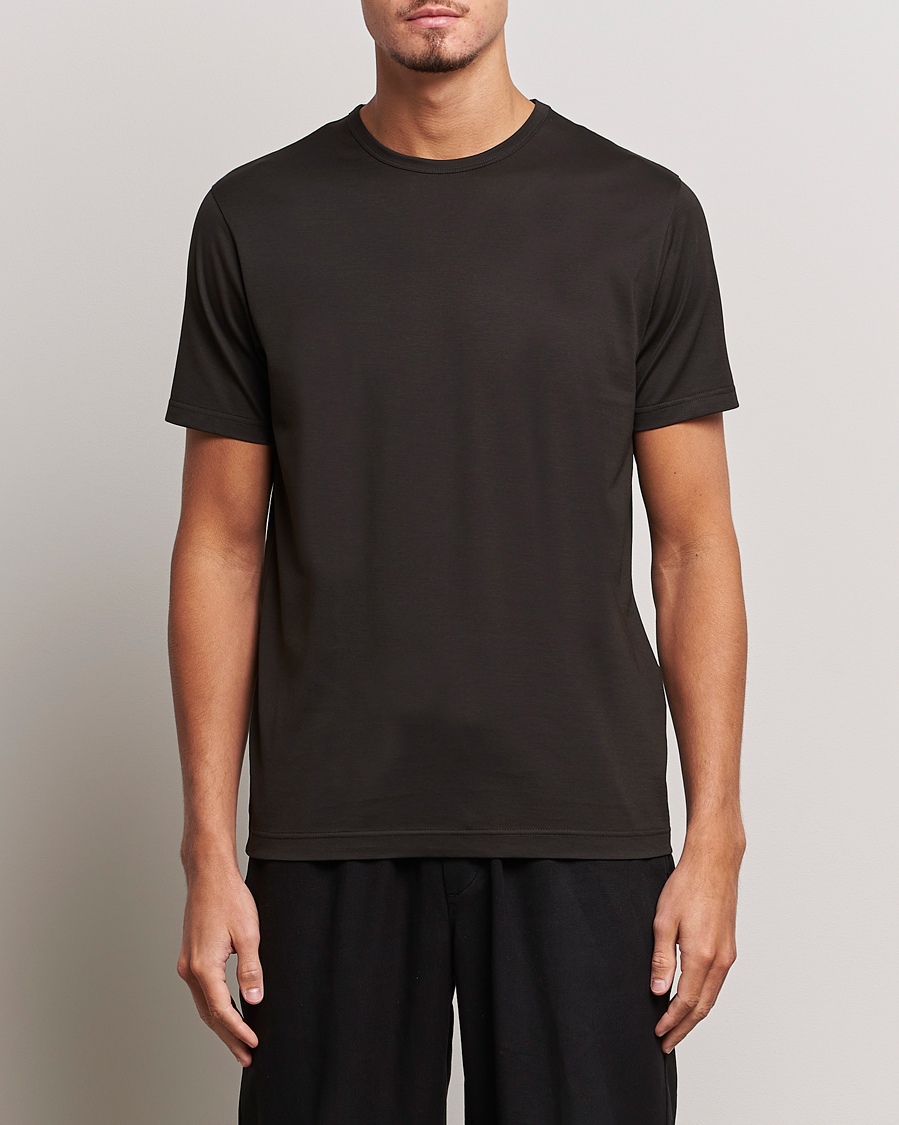 Homme | T-shirts | Sunspel | Crew Neck Cotton Tee Coffee