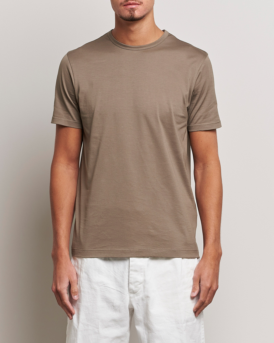Homme | T-shirts | Sunspel | Crew Neck Q82 Cotton T-Shirt Cedar