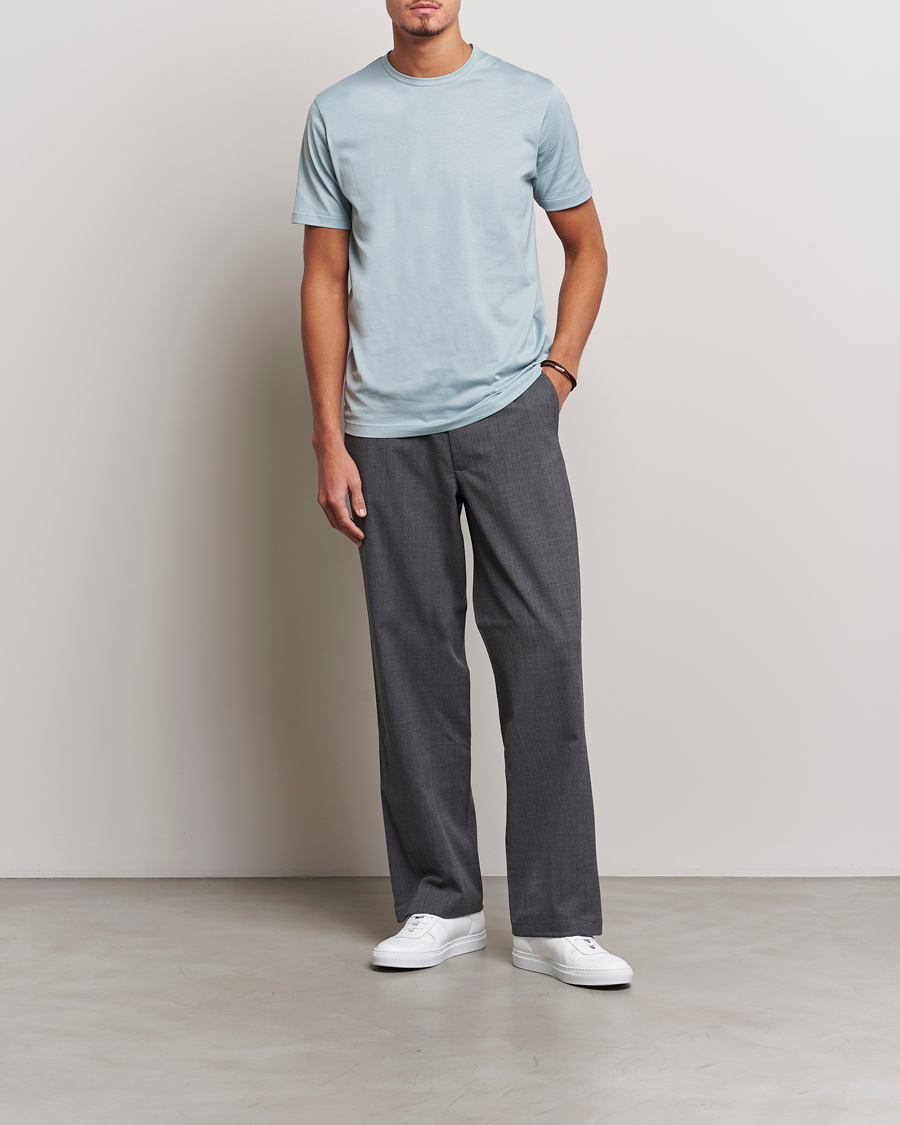 Homme | T-shirts | Sunspel | Crew Neck Cotton Tee Blue Sage