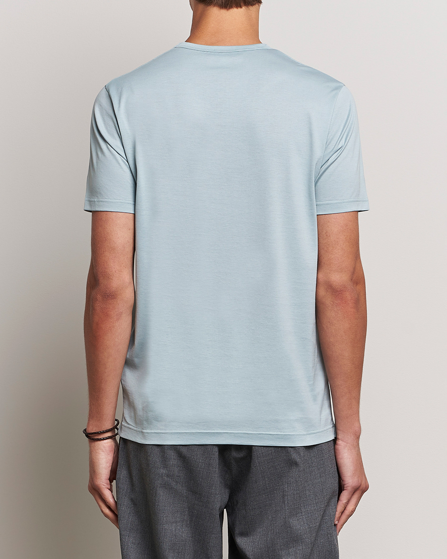 Homme | T-shirts | Sunspel | Crew Neck Cotton Tee Blue Sage