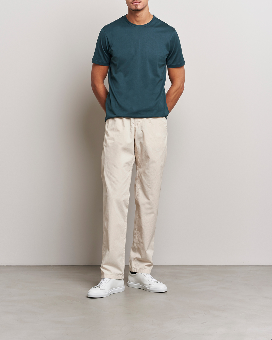 Homme | T-shirts | Sunspel | Crew Neck Q82 Cotton T-Shirt Peacock