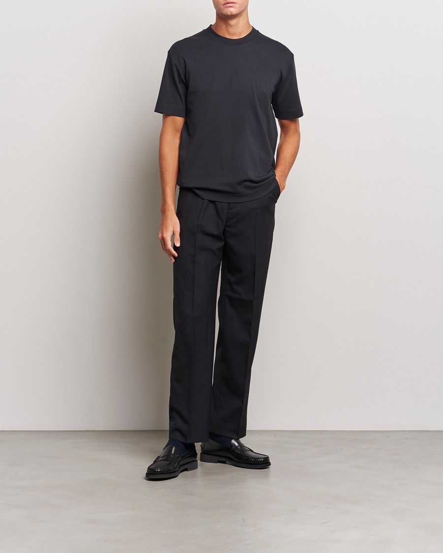 Homme | T-shirts | Sunspel | Heavyweight Mock Neck T-Shirt Black