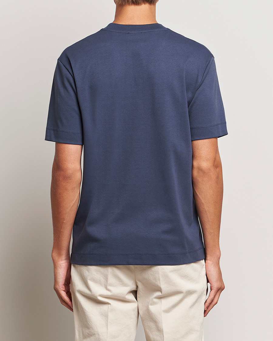 Homme | T-shirts | Sunspel | Heavyweight Mock Neck T-Shirt Navy