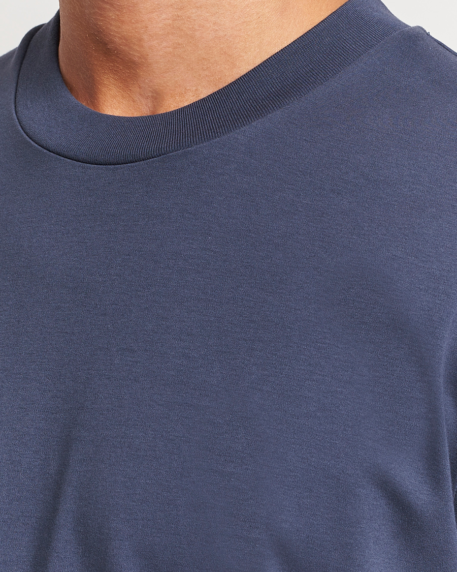 Homme | T-shirts | Sunspel | Heavyweight Mock Neck T-Shirt Navy