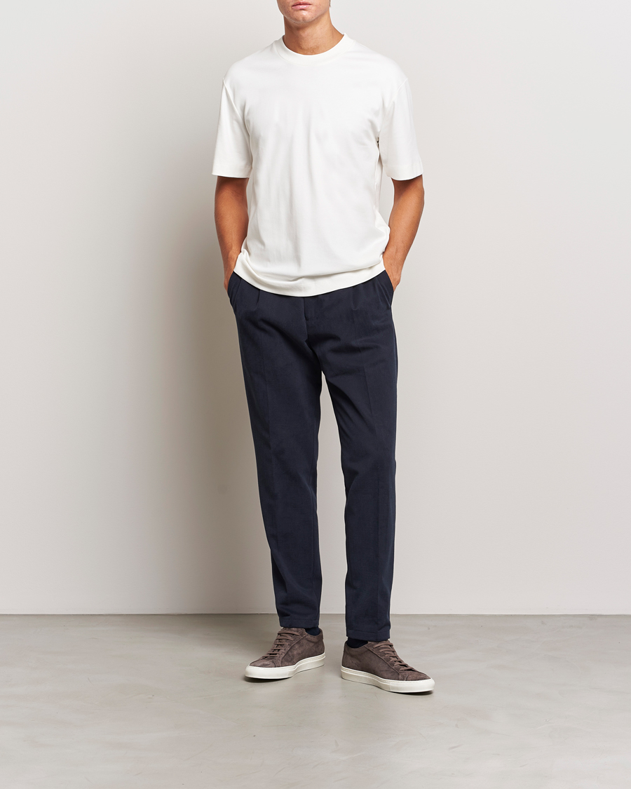 Homme | T-shirts | Sunspel | Heavyweight Mock Neck T-Shirt Ecru