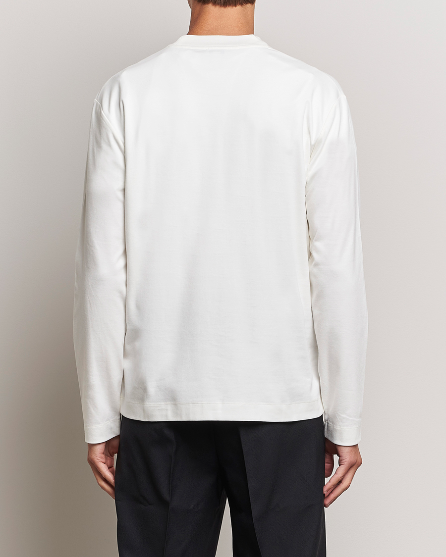 Homme | T-shirts | Sunspel | Heavyweight Mock Neck Long Sleeve T-Shirt Ecru