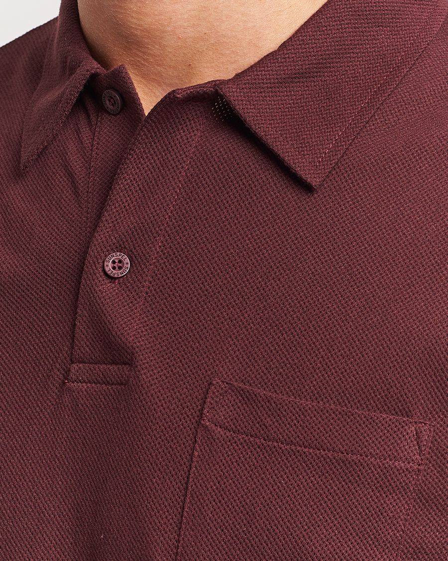 Homme | Pulls Et Tricots | Sunspel | Long Sleeve Riviera Polo Shirt Maroon
