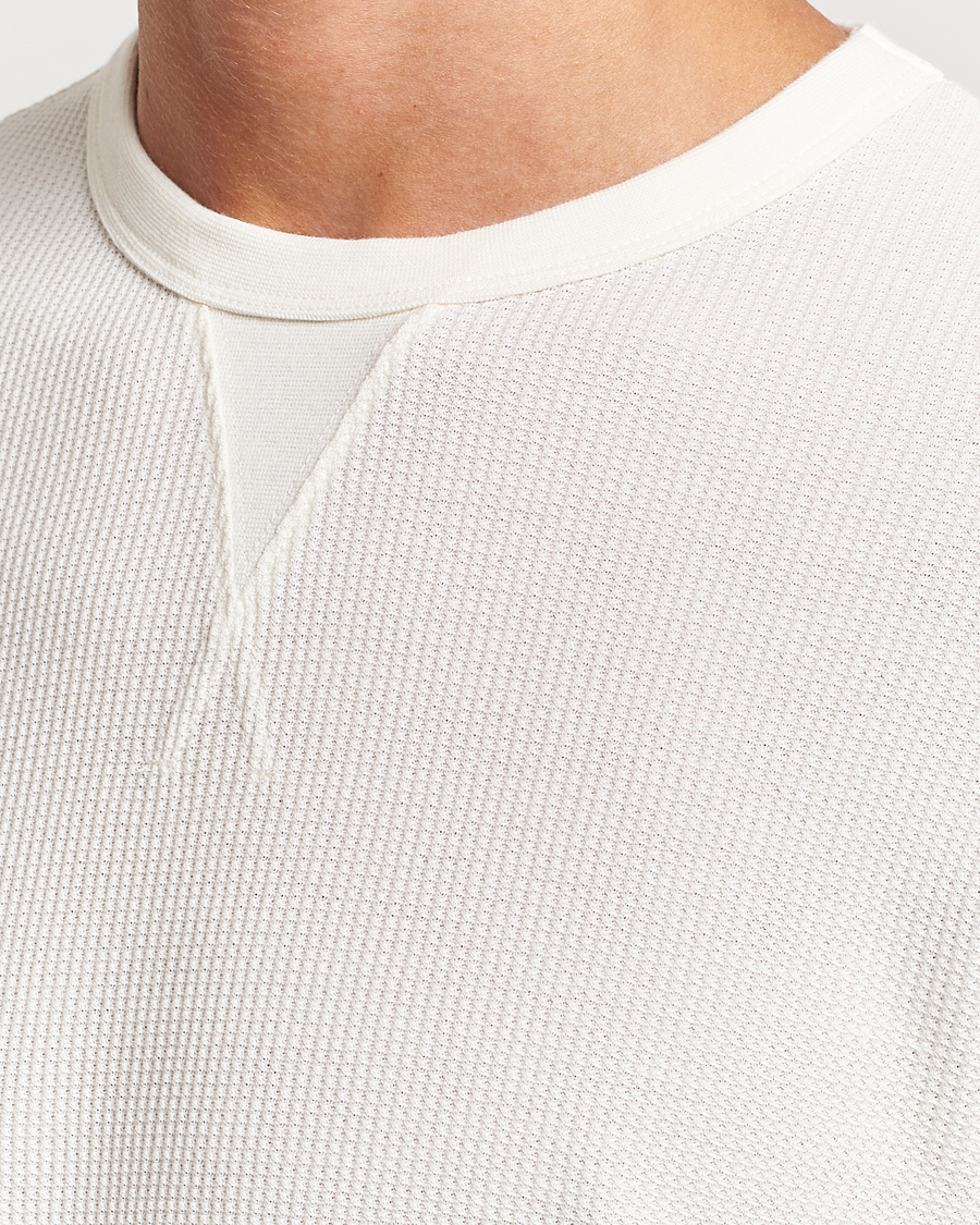 Homme | T-shirts | Sunspel | Long Sleeve Waffle T-Shirt Ecru