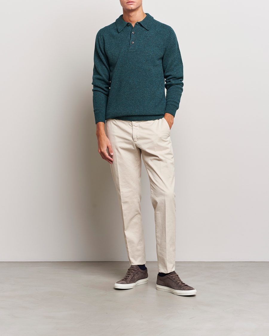 Homme | Pulls Et Tricots | Sunspel | Lambswool Poloshirt Peacock