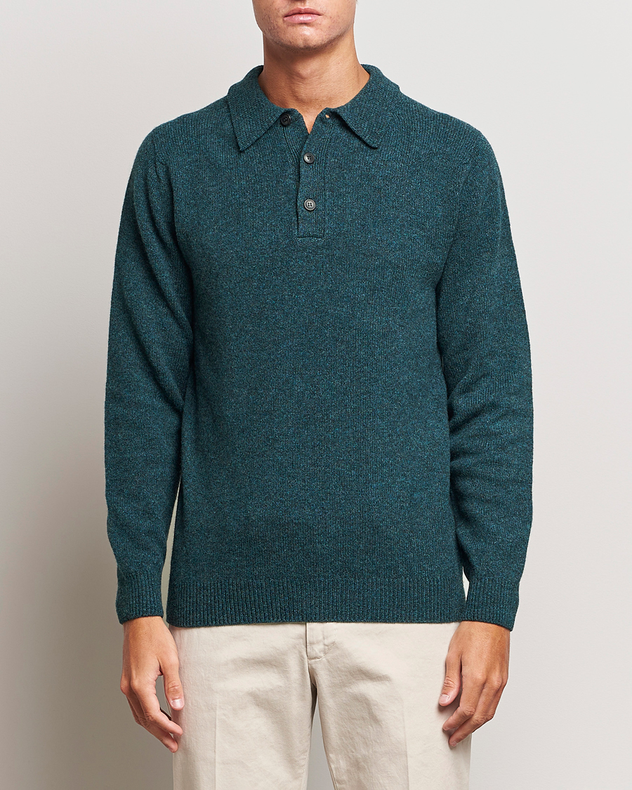 Homme | Pulls Et Tricots | Sunspel | Lambswool Poloshirt Peacock