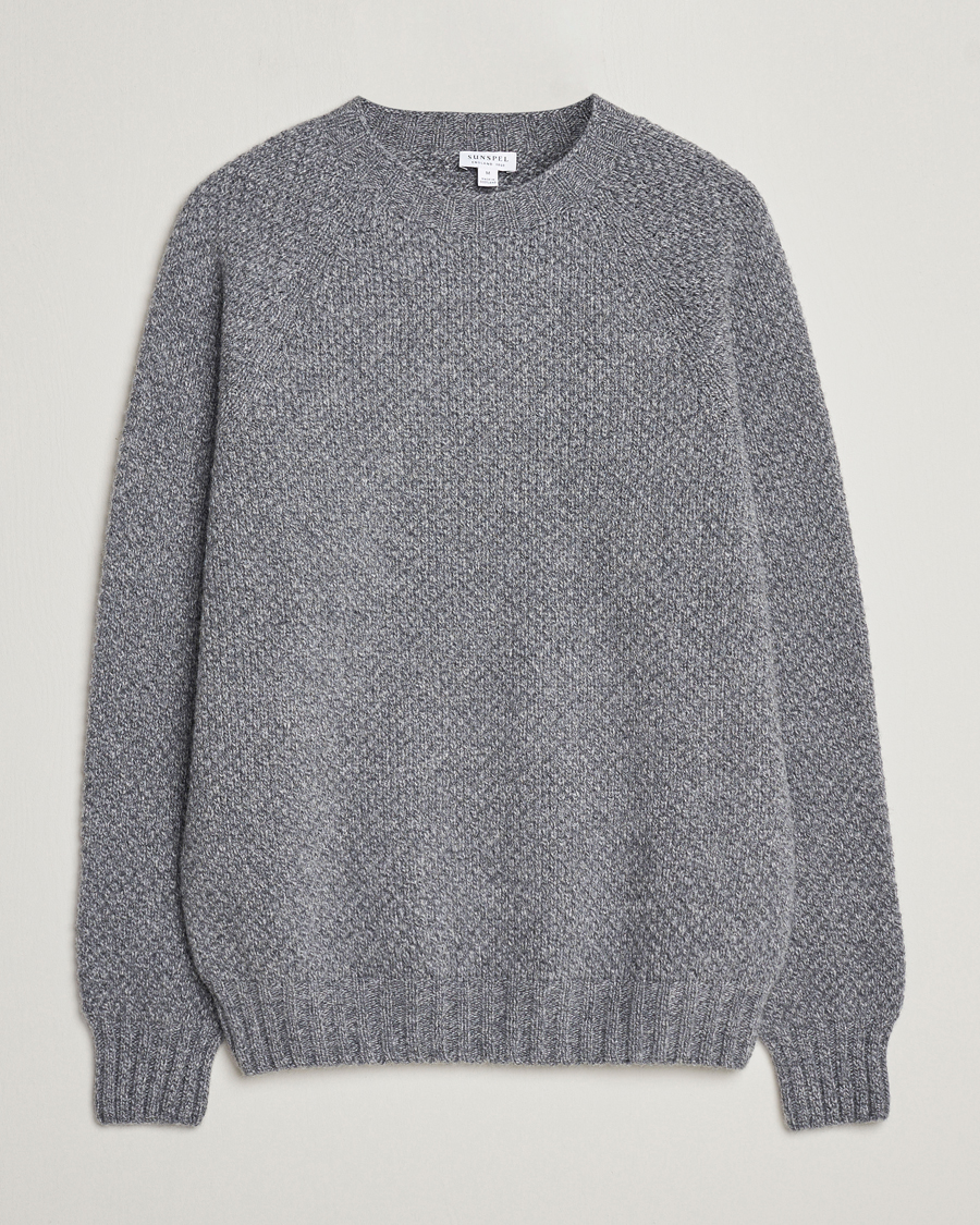 Homme | Pulls Et Tricots | Sunspel | Textured Lambswool Jumper Mid Grey Twist