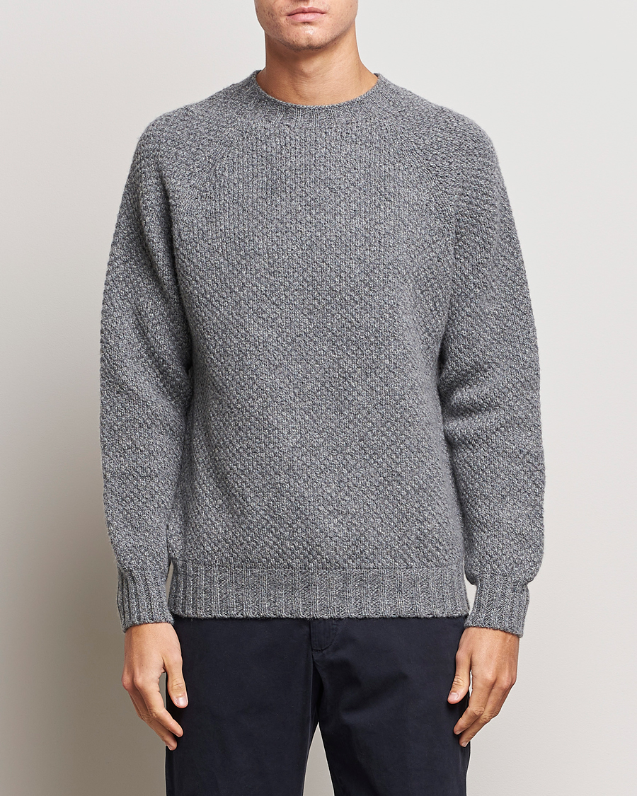 Homme | Pulls Et Tricots | Sunspel | Textured Lambswool Jumper Mid Grey Twist