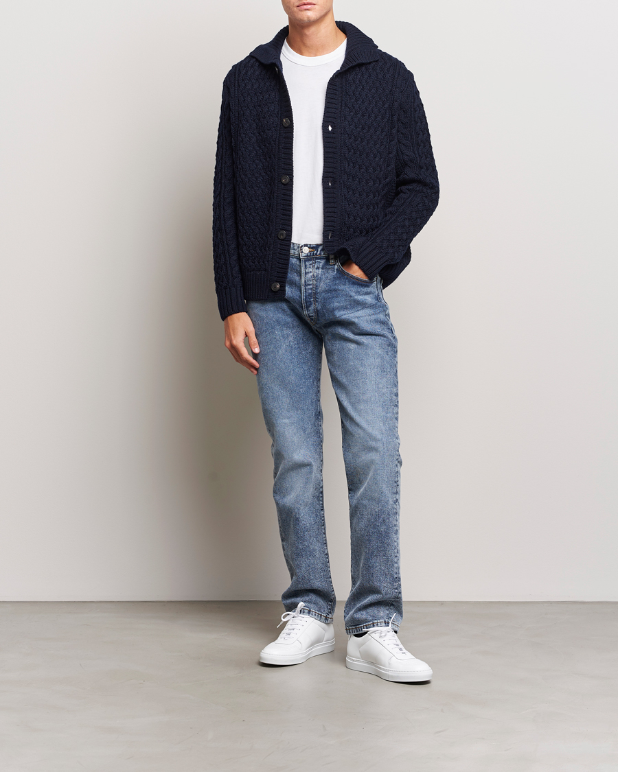 Homme | Pulls Et Tricots | Sunspel | Cable Knit Jacket Navy
