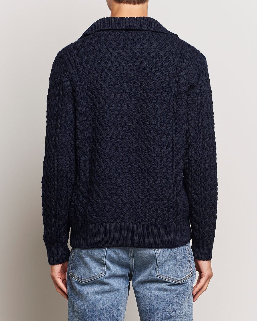 Homme | Pulls Et Tricots | Sunspel | Cable Knit Jacket Navy