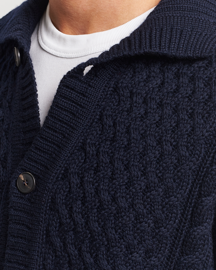 Homme | Pulls Et Tricots | Sunspel | Cable Knit Jacket Navy