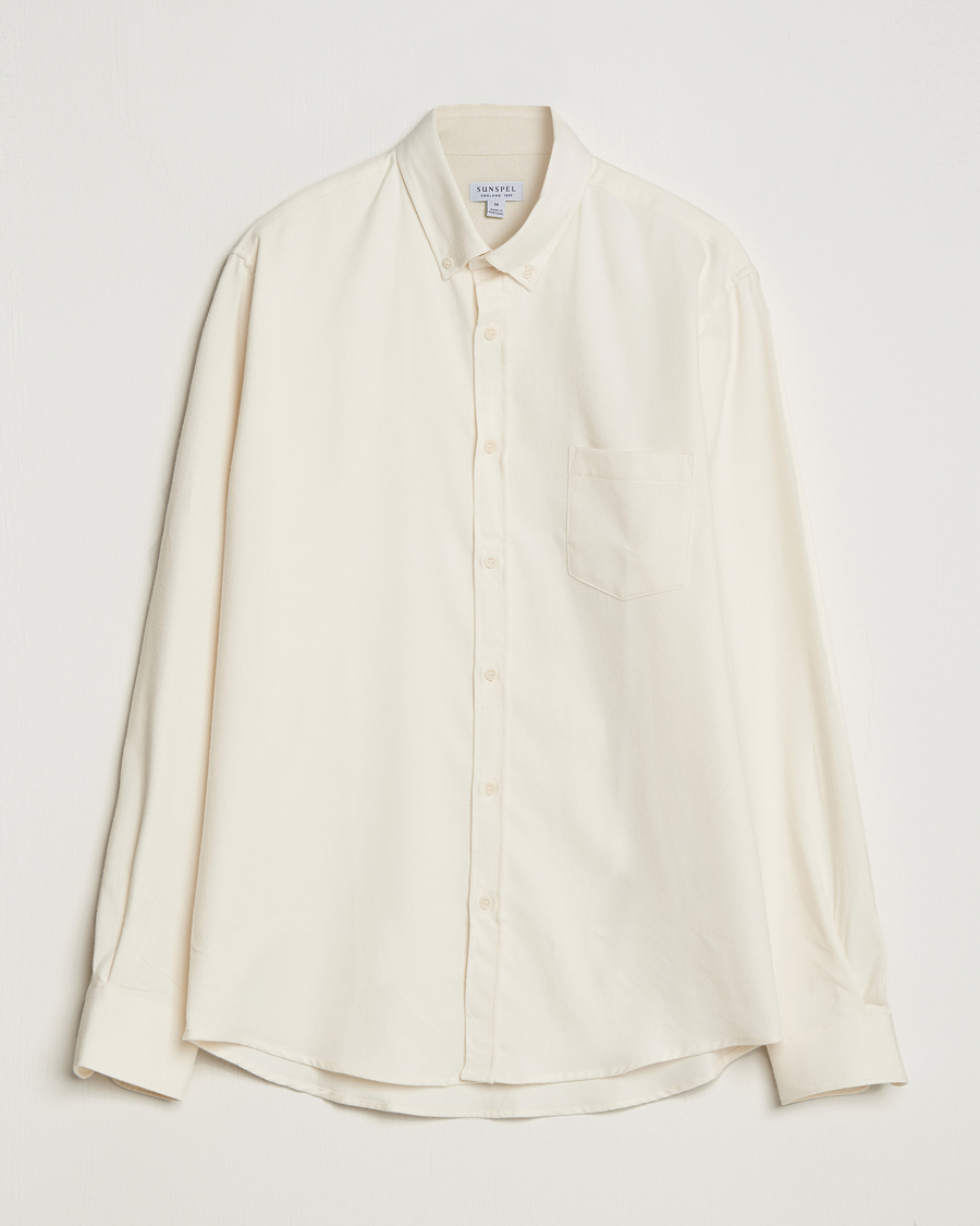 Homme | Chemises | Sunspel | Brushed Cotton Flannel Shirt Ecru