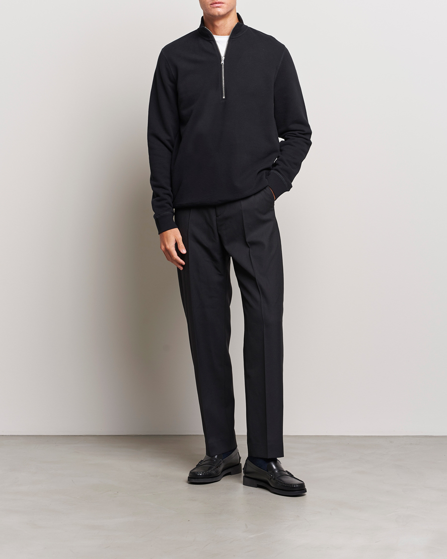 Homme | Pulls Et Tricots | Sunspel | Loopback Half Zip Sweatshirt Black