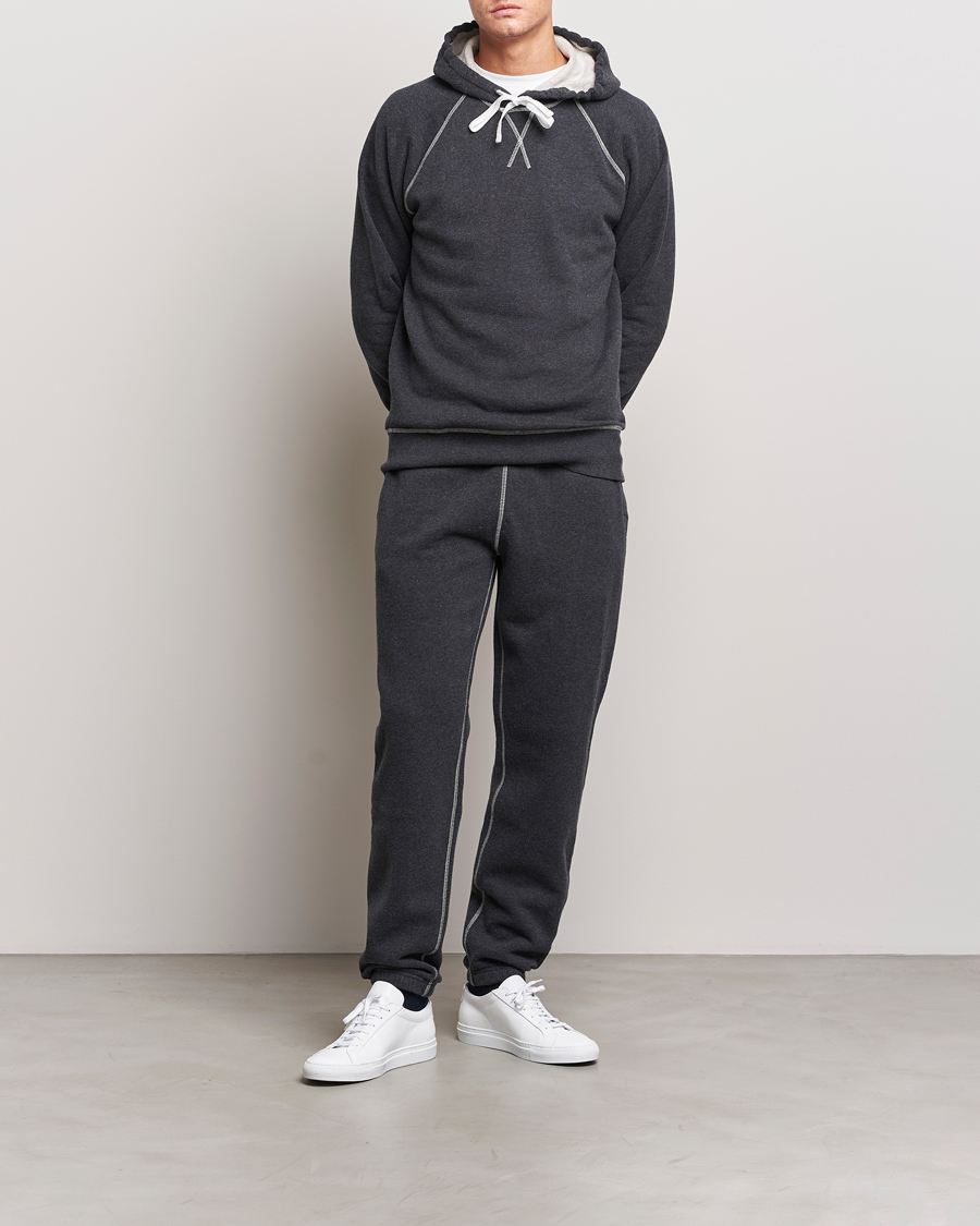 Homme | Pulls Et Tricots | Sunspel | Fleeceback Hoodie Charcoal Melange