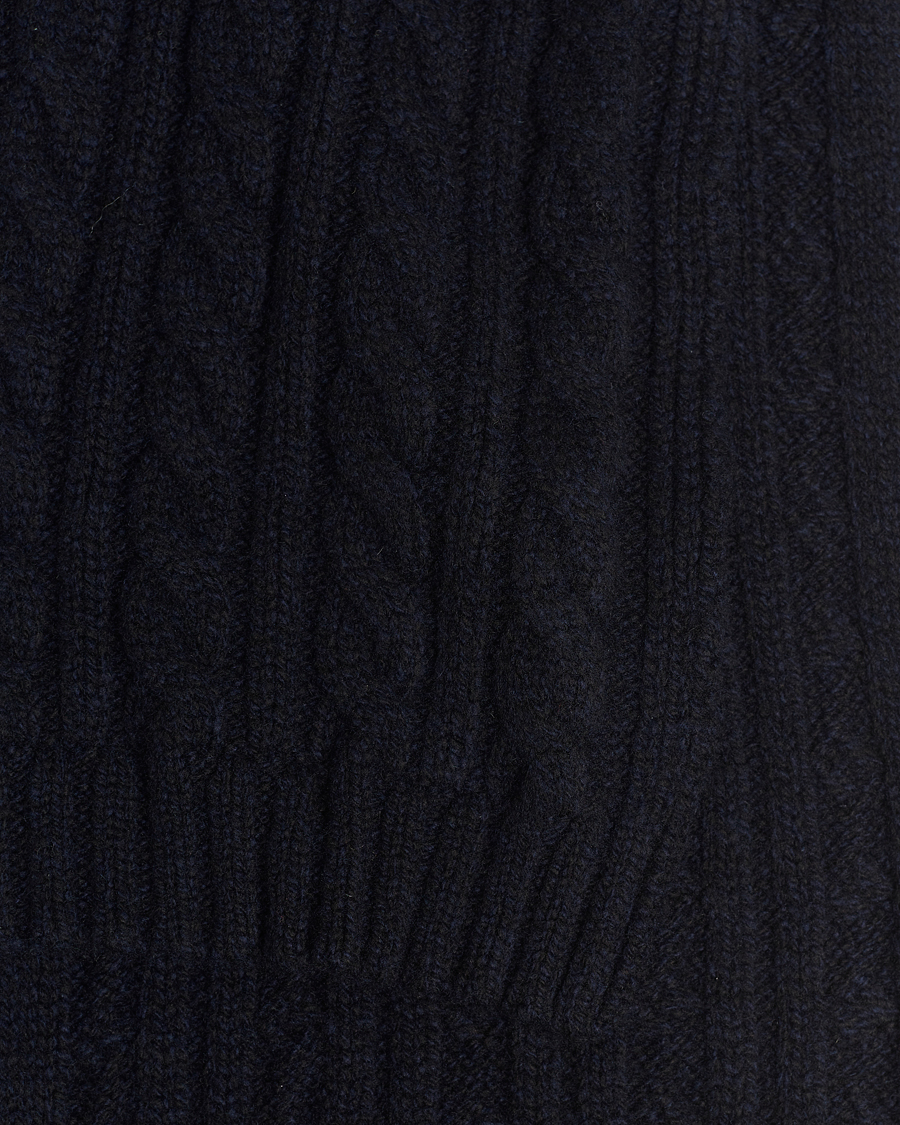 Homme | Sunspel Lambswool Cable Scarf Dark Navy | Sunspel | Lambswool Cable Scarf Dark Navy