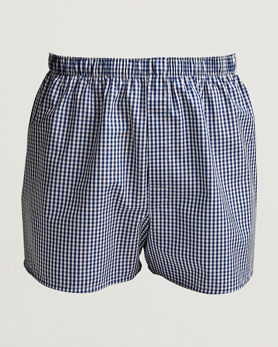 Homme | Sous-Vêtements Et Chaussettes | Sunspel | Cotton Gingham Boxer Navy