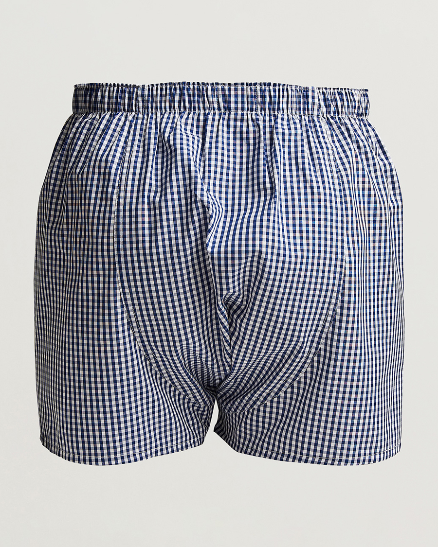 Homme | Sous-Vêtements Et Chaussettes | Sunspel | Cotton Gingham Boxer Navy