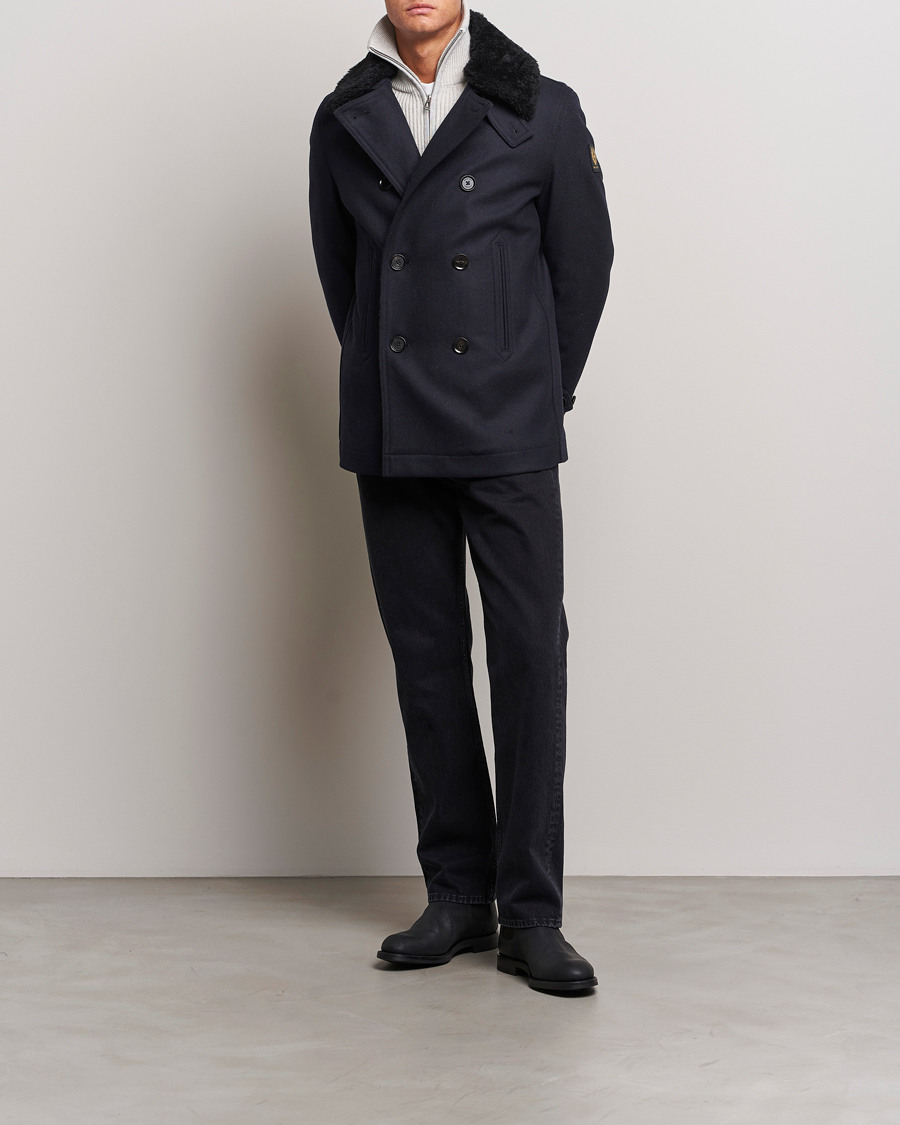 Homme | Manteaux Et Vestes | Belstaff | Ashridge Sherling Wool Peacoat Dark Ink