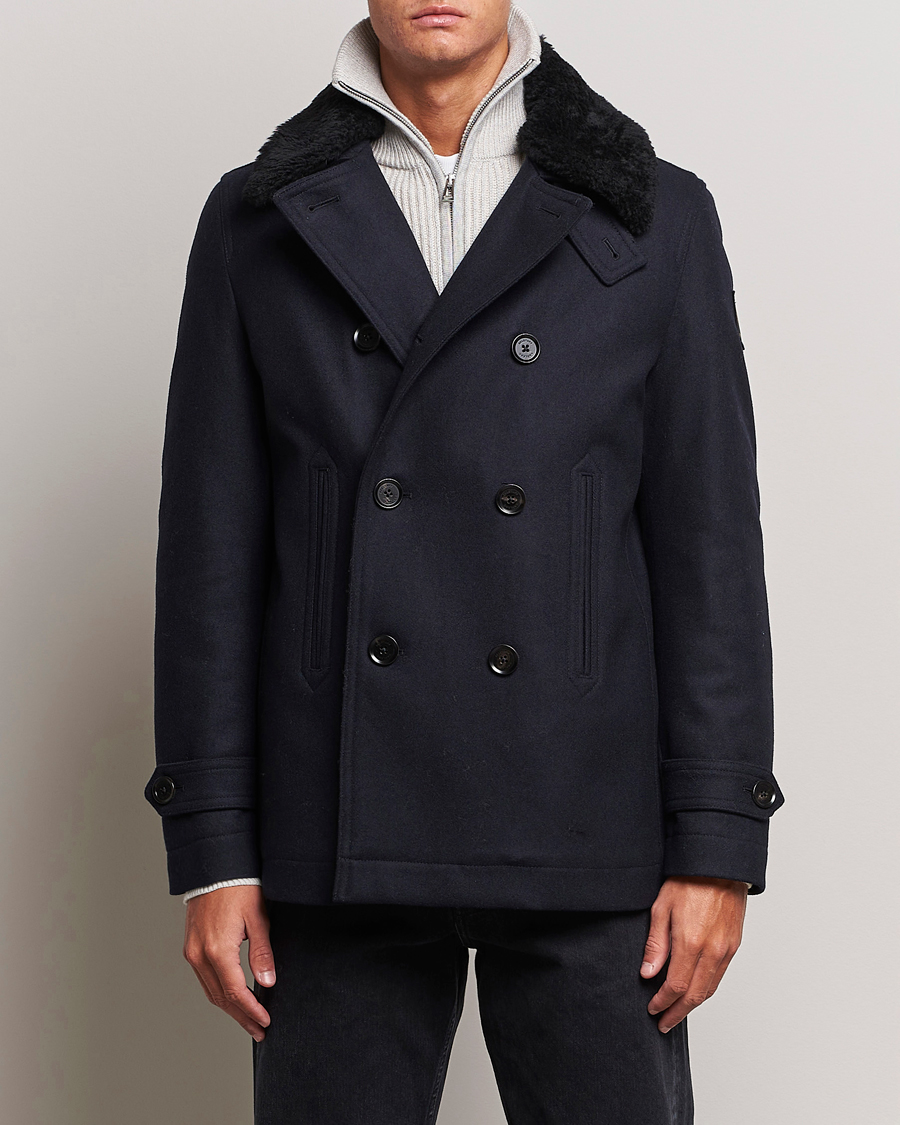 Homme | Manteaux Et Vestes | Belstaff | Ashridge Sherling Wool Peacoat Dark Ink