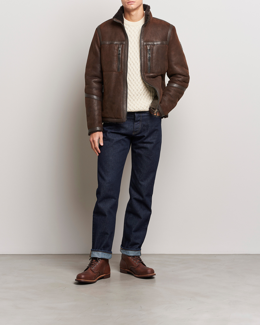 Homme | Manteaux Et Vestes | Belstaff | Tundra Sherling Leather Jacket Earth Brown