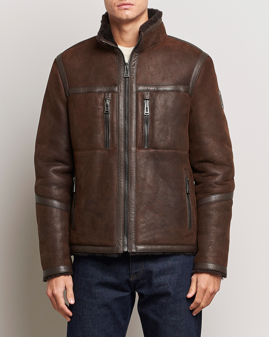 Homme | Belstaff | Belstaff | Tundra Sherling Leather Jacket Earth Brown