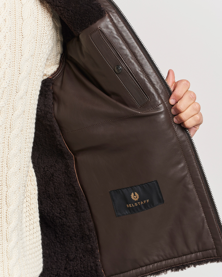 Homme | Manteaux Et Vestes | Belstaff | Tundra Sherling Leather Jacket Earth Brown