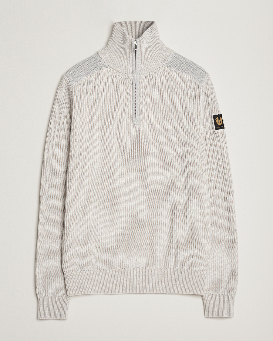 Homme | Pulls Et Tricots | Belstaff | Stanley Quarter Zip Jumper Old Silver