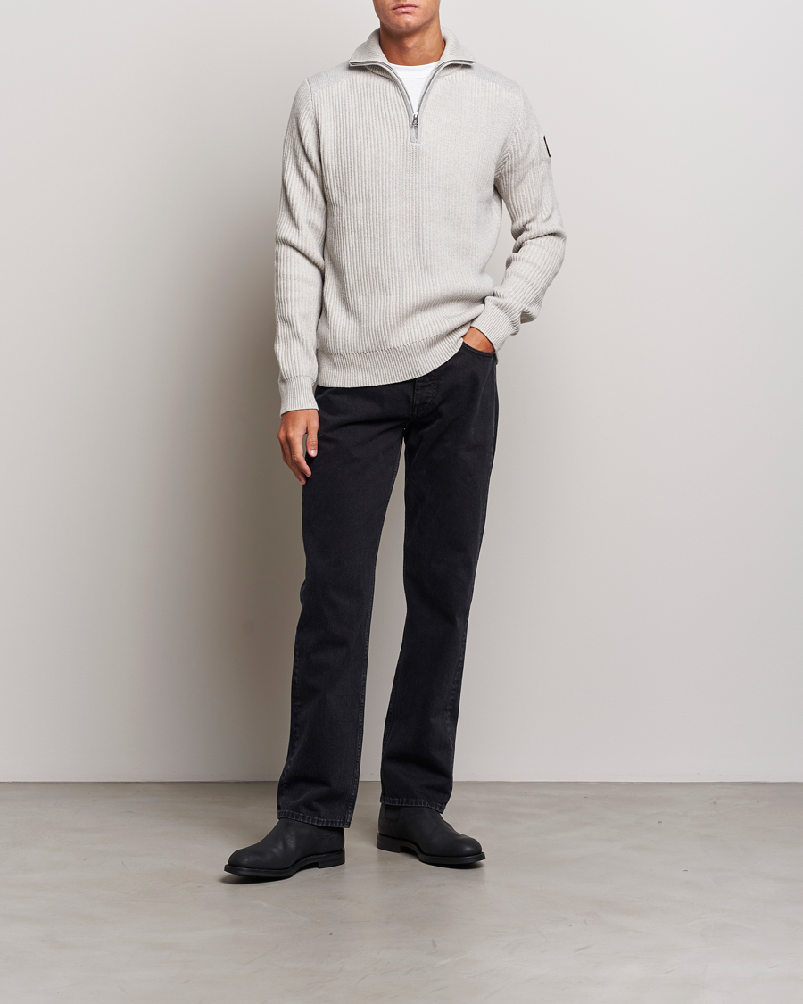 Homme | Pulls Et Tricots | Belstaff | Stanley Quarter Zip Jumper Old Silver