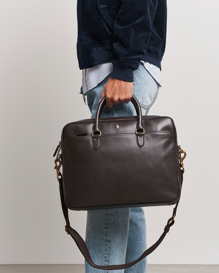Homme | Sacs d'affaires | Polo Ralph Lauren | Leather Commuter Bag Dark Brown