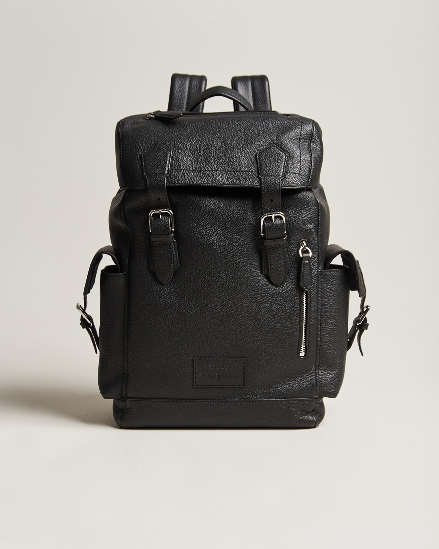 Homme | Polo Ralph Lauren Flap Leather Backpack Black | Polo Ralph Lauren | Flap Leather Backpack Black