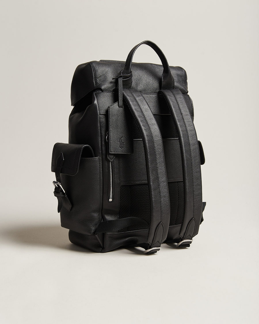 Homme | Polo Ralph Lauren Flap Leather Backpack Black | Polo Ralph Lauren | Flap Leather Backpack Black