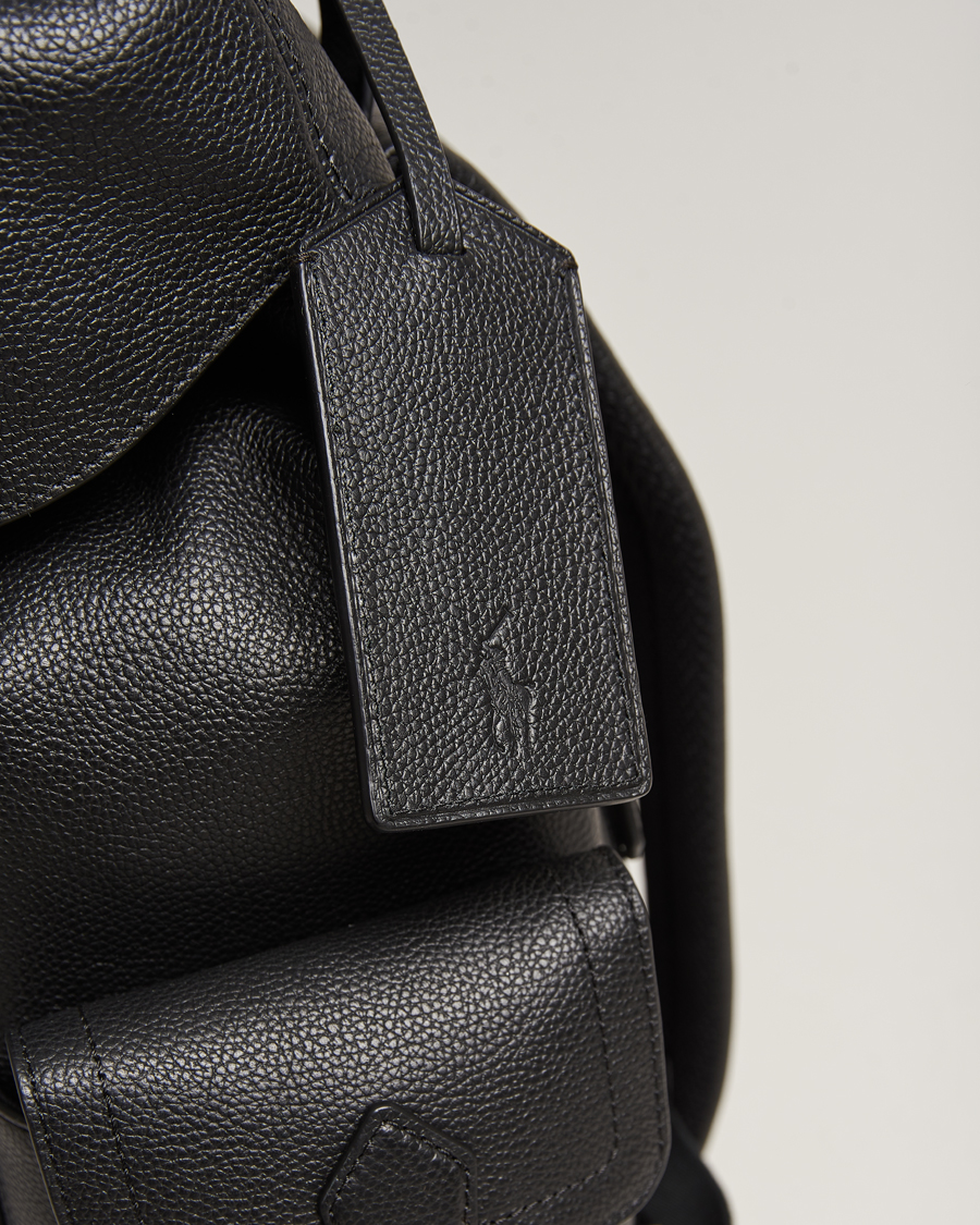 Homme | Polo Ralph Lauren Flap Leather Backpack Black | Polo Ralph Lauren | Flap Leather Backpack Black