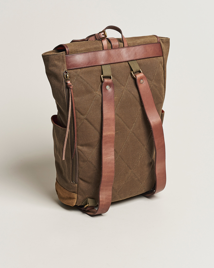 Homme |  | Polo Ralph Lauren | Zip Top Oil Cloth Backpack Olive
