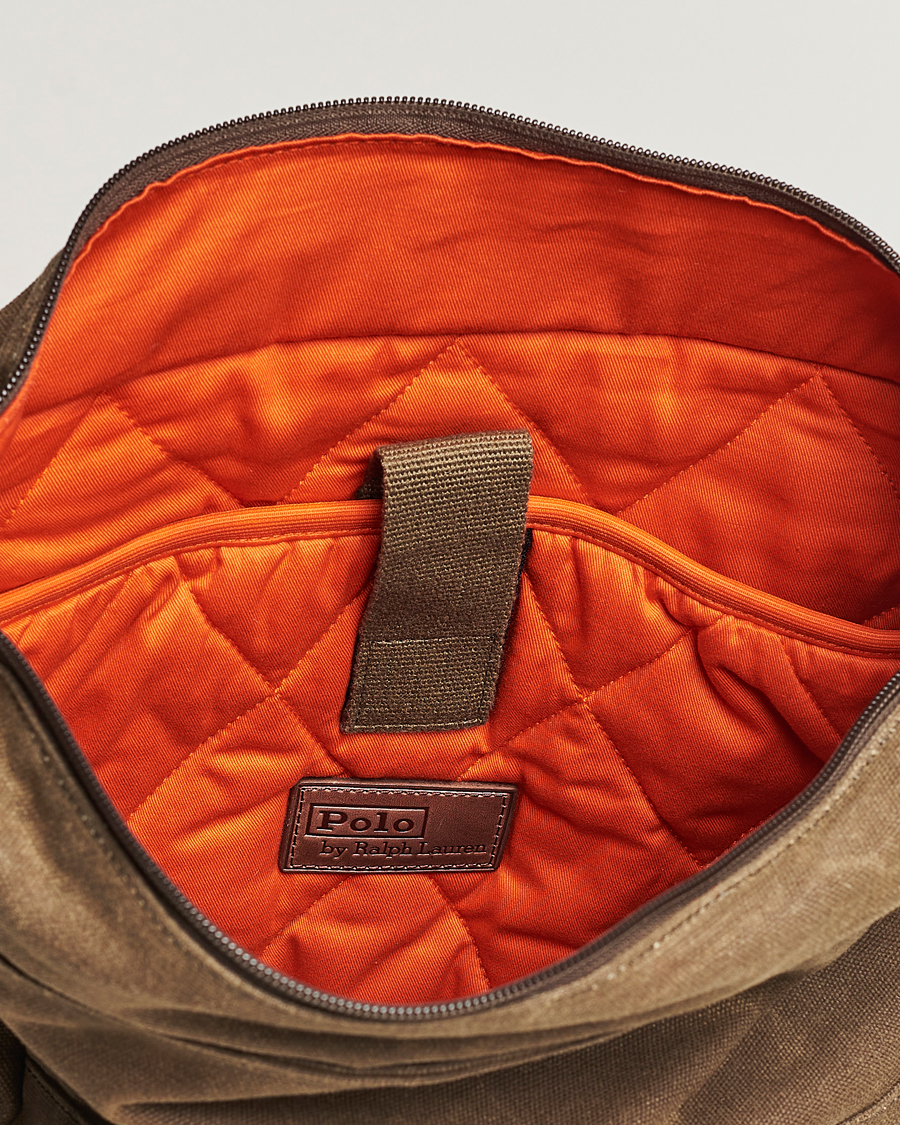 Homme | Polo Ralph Lauren Zip Top Oil Cloth Backpack Olive | Polo Ralph Lauren | Zip Top Oil Cloth Backpack Olive