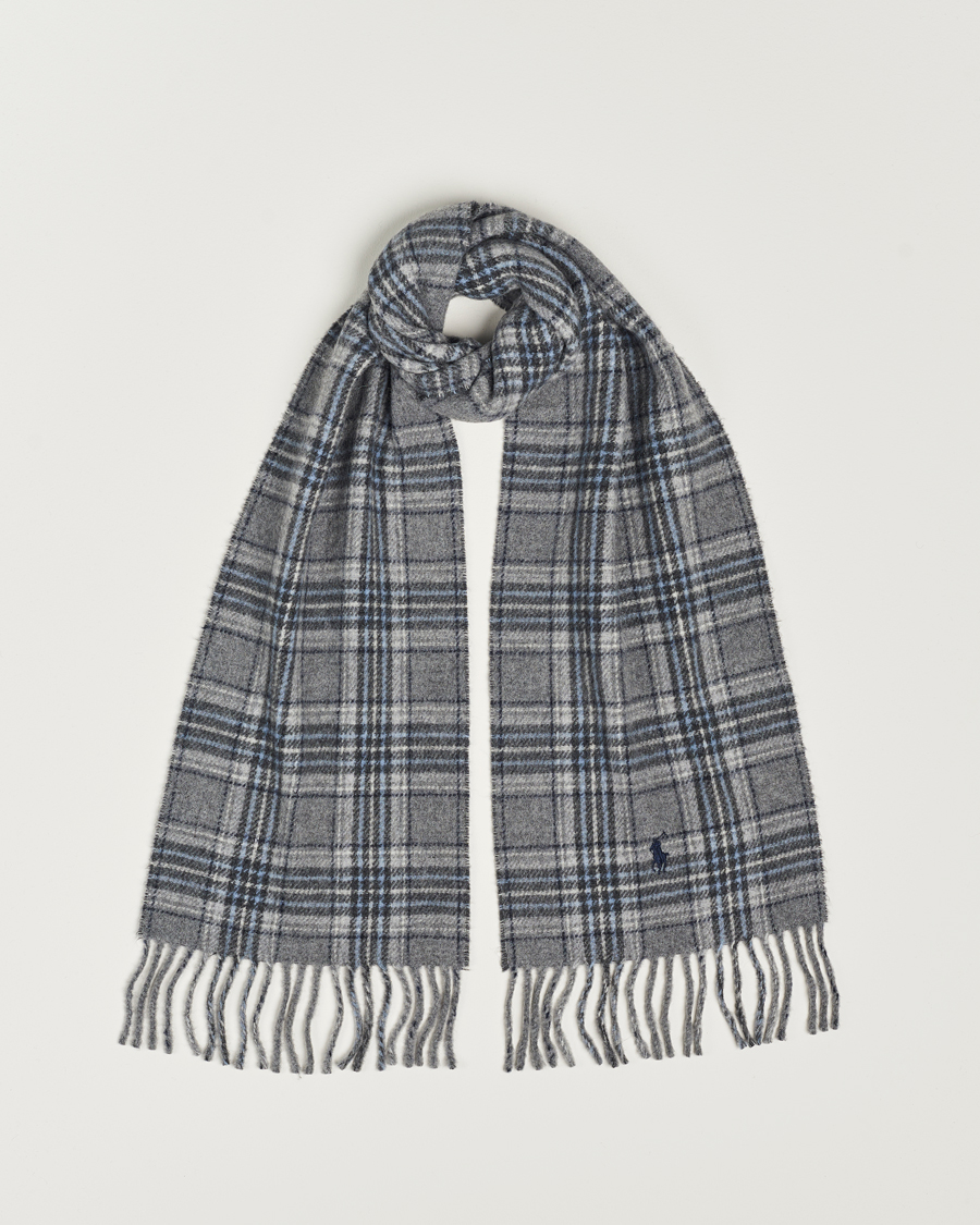 Homme | Polo Ralph Lauren Wool Checked Scarf Grey | Polo Ralph Lauren | Wool Checked Scarf Grey