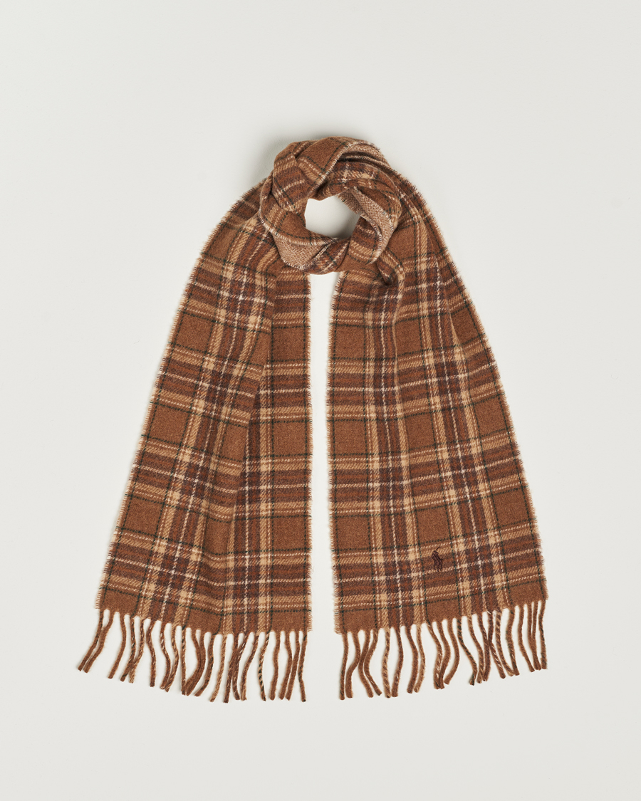 Homme | Polo Ralph Lauren Wool Checked Scarf Camel/Brown | Polo Ralph Lauren | Wool Checked Scarf Camel/Brown