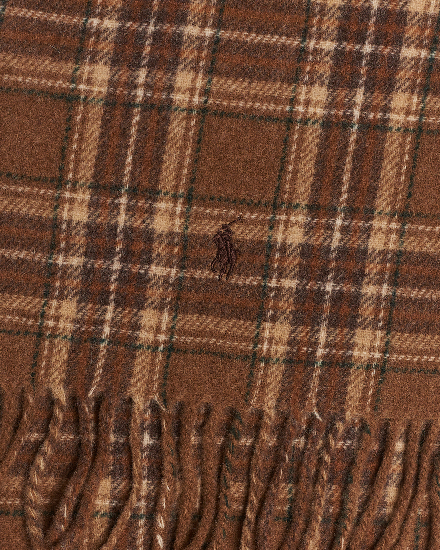 Homme | Polo Ralph Lauren Wool Checked Scarf Camel/Brown | Polo Ralph Lauren | Wool Checked Scarf Camel/Brown