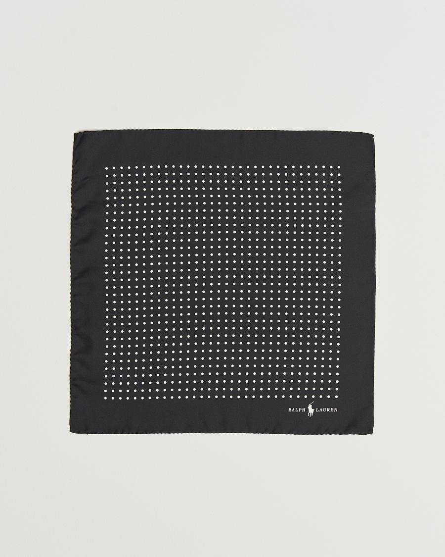 Homme | Polo Ralph Lauren Silk Dot Pocket Square Black/White | Polo Ralph Lauren | Silk Dot Pocket Square Black/White