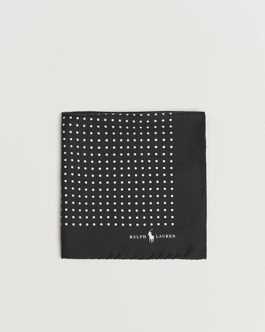 Homme | Polo Ralph Lauren Silk Dot Pocket Square Black/White | Polo Ralph Lauren | Silk Dot Pocket Square Black/White