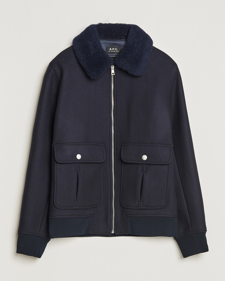 Homme | Manteaux Et Vestes | A.P.C. | Ben Shearling Bomber Jacket Dark Navy