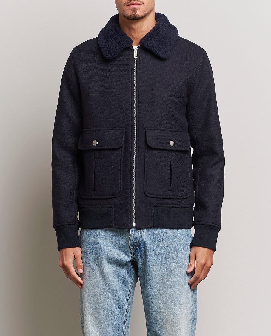 Homme | Manteaux Et Vestes | A.P.C. | Ben Shearling Bomber Jacket Dark Navy